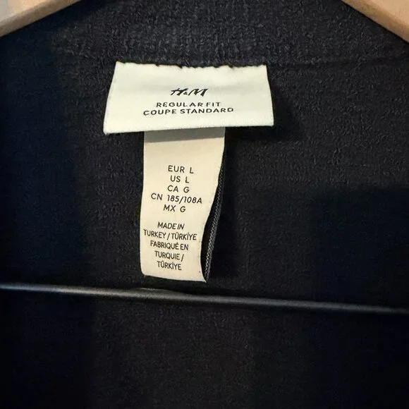 Mens H&M Long Sleeve Heavy Weight Knit Button Down Black Regular Fit Large - Picture 2 of 4